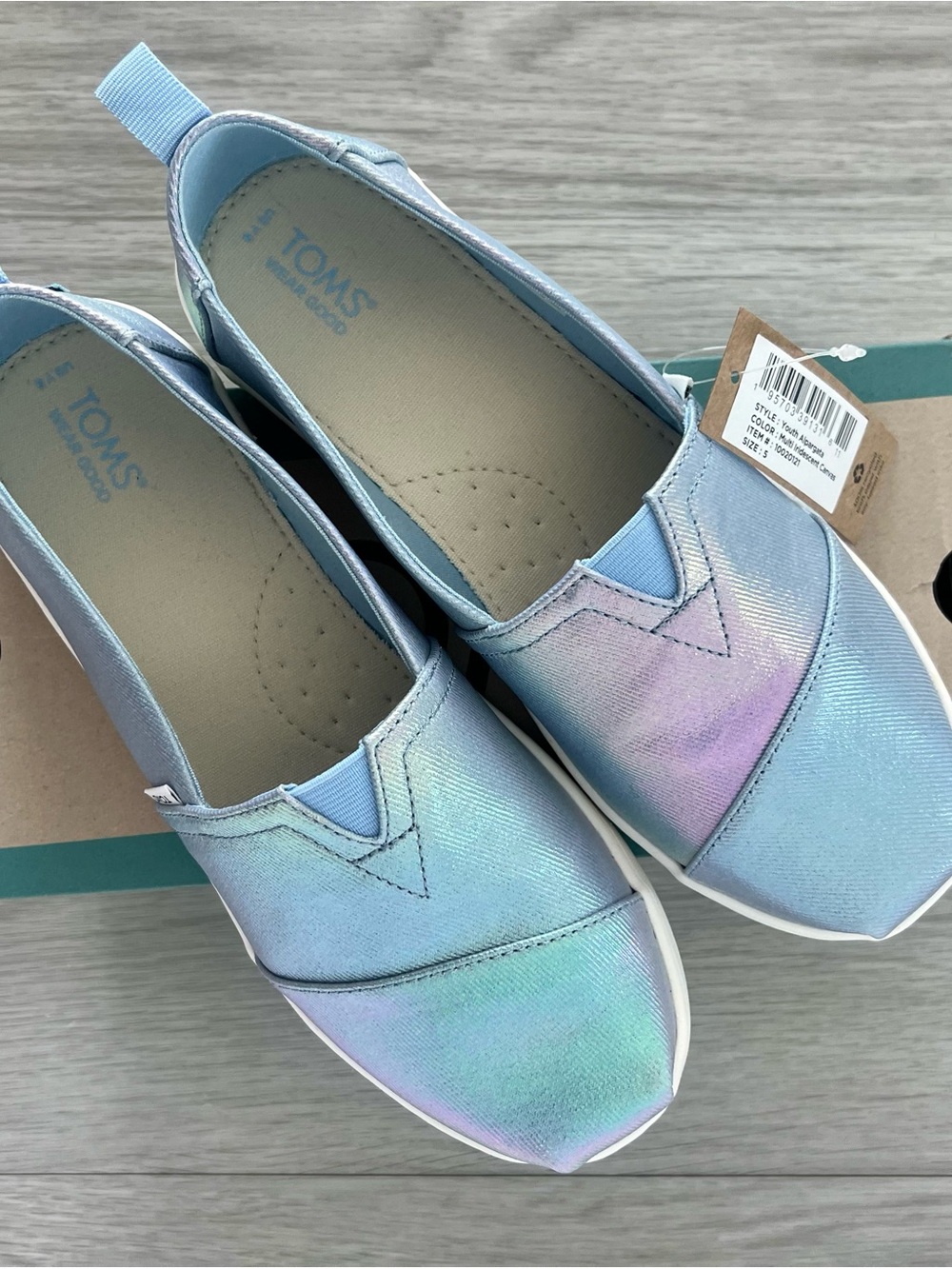 NWT TOMS Alpargata Multi Iridescent Pastel Slip-On Canvas Shoes